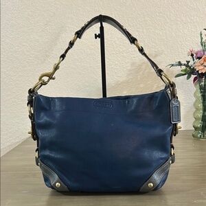 Coach Carly 10615 Blue Leather Hobo Bag Coach